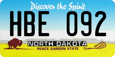 ND license plate HBE092