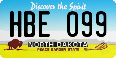 ND license plate HBE099