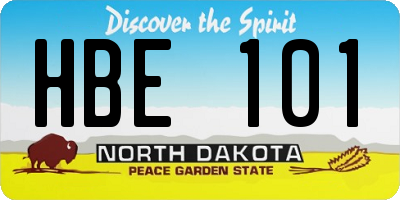 ND license plate HBE101