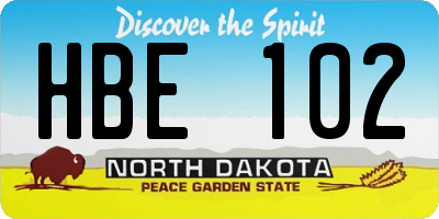ND license plate HBE102