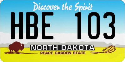 ND license plate HBE103