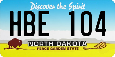 ND license plate HBE104