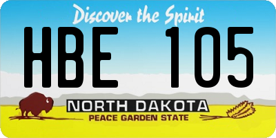 ND license plate HBE105