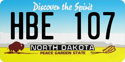 ND license plate HBE107