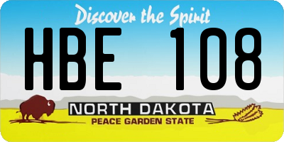 ND license plate HBE108