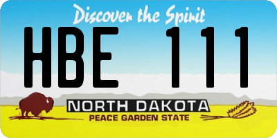 ND license plate HBE111