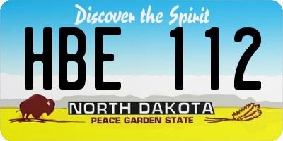 ND license plate HBE112