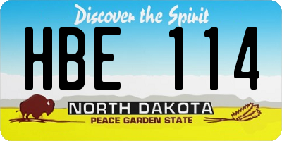 ND license plate HBE114