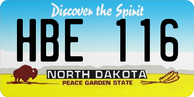 ND license plate HBE116