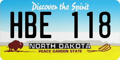 ND license plate HBE118