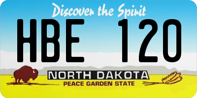 ND license plate HBE120