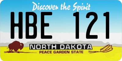 ND license plate HBE121
