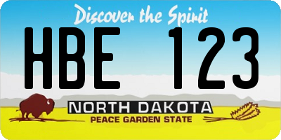 ND license plate HBE123