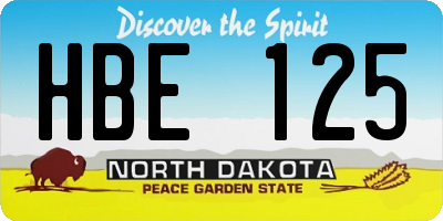 ND license plate HBE125