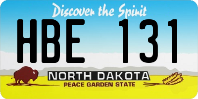 ND license plate HBE131