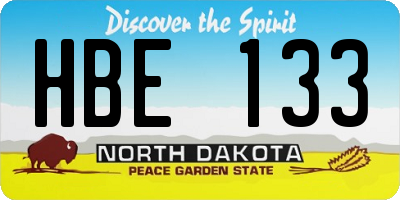 ND license plate HBE133