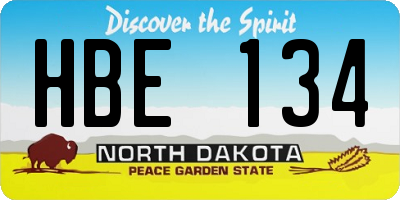 ND license plate HBE134