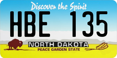 ND license plate HBE135