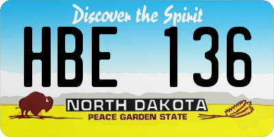 ND license plate HBE136