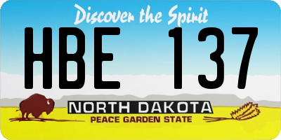 ND license plate HBE137