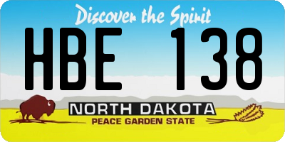 ND license plate HBE138