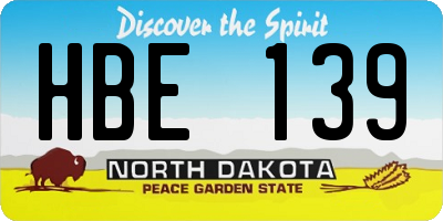 ND license plate HBE139