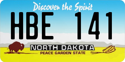 ND license plate HBE141