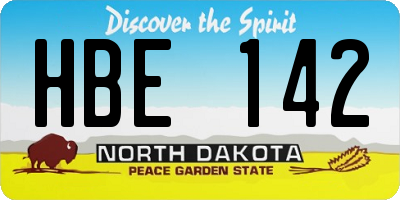 ND license plate HBE142