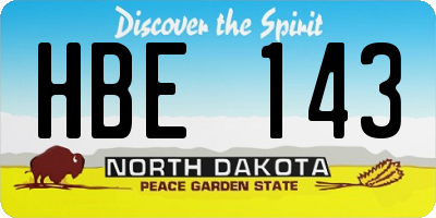 ND license plate HBE143