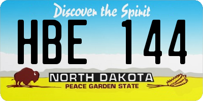 ND license plate HBE144