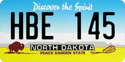ND license plate HBE145