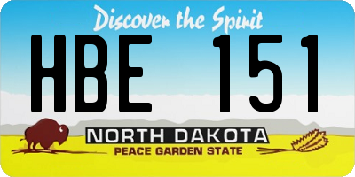 ND license plate HBE151