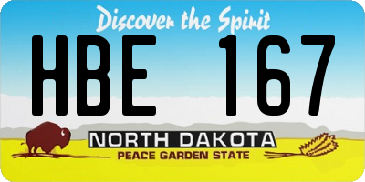 ND license plate HBE167