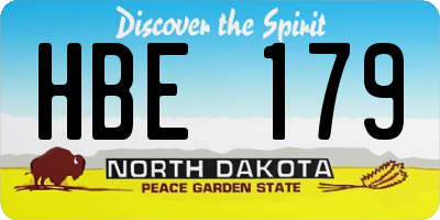 ND license plate HBE179