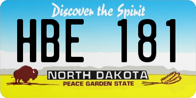 ND license plate HBE181