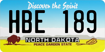ND license plate HBE189