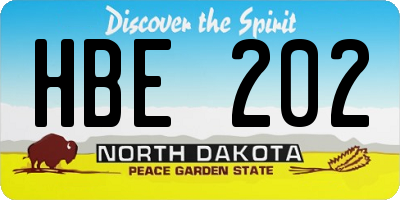 ND license plate HBE202