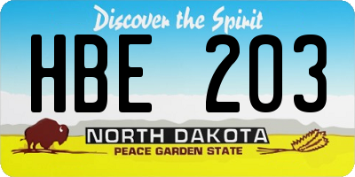 ND license plate HBE203