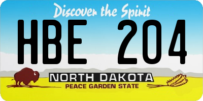 ND license plate HBE204
