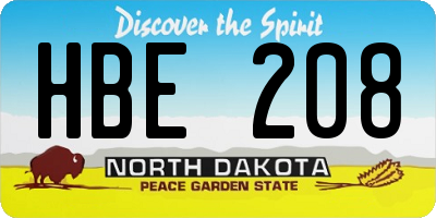 ND license plate HBE208