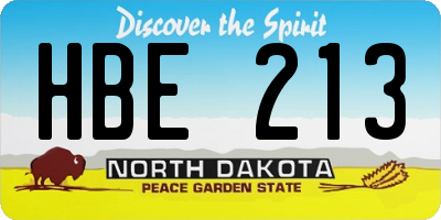 ND license plate HBE213