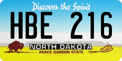 ND license plate HBE216