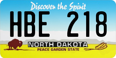 ND license plate HBE218