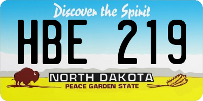 ND license plate HBE219