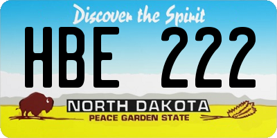 ND license plate HBE222