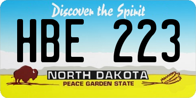 ND license plate HBE223