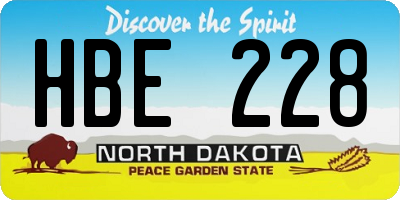 ND license plate HBE228