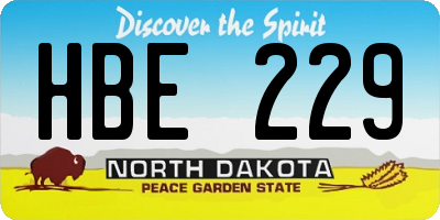 ND license plate HBE229