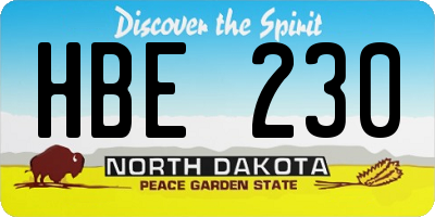 ND license plate HBE230