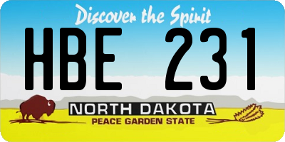 ND license plate HBE231